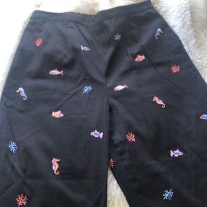 Coldwater Creek embroidered Capri pants 12